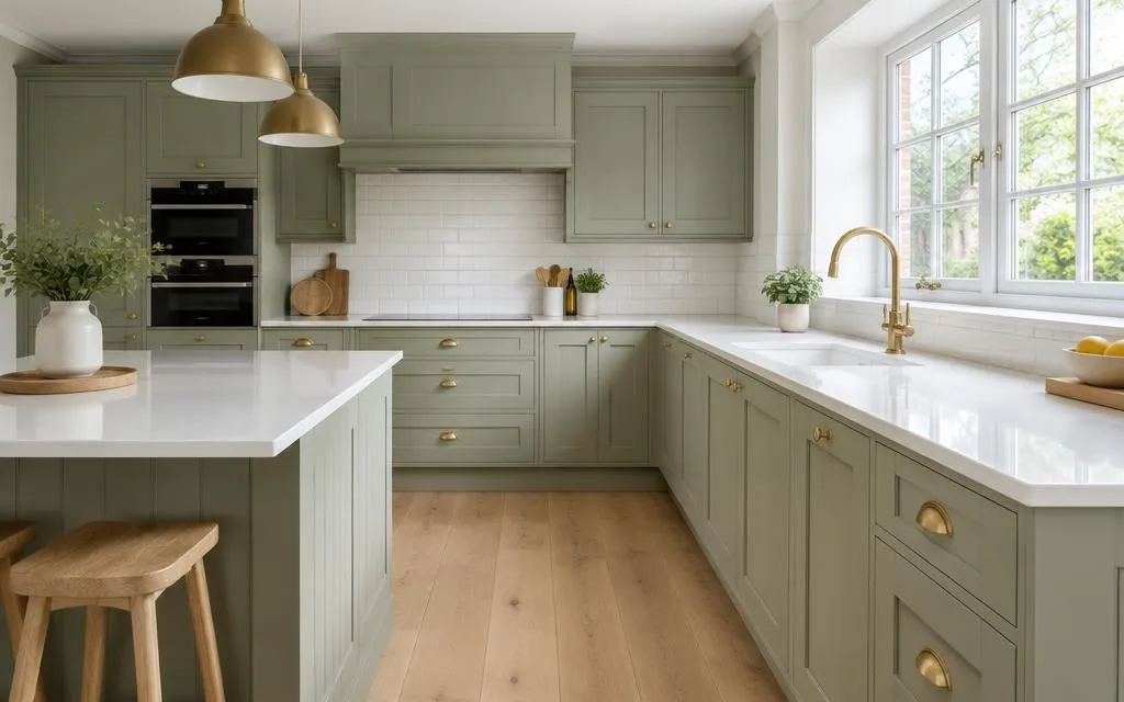 Newly installed Shaker-style kitchen with quartz worktops